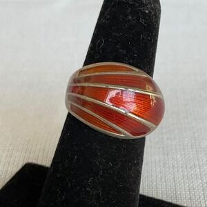 Vintage David-Andersen Norway Sterling Silver two tone enamel ring size 5